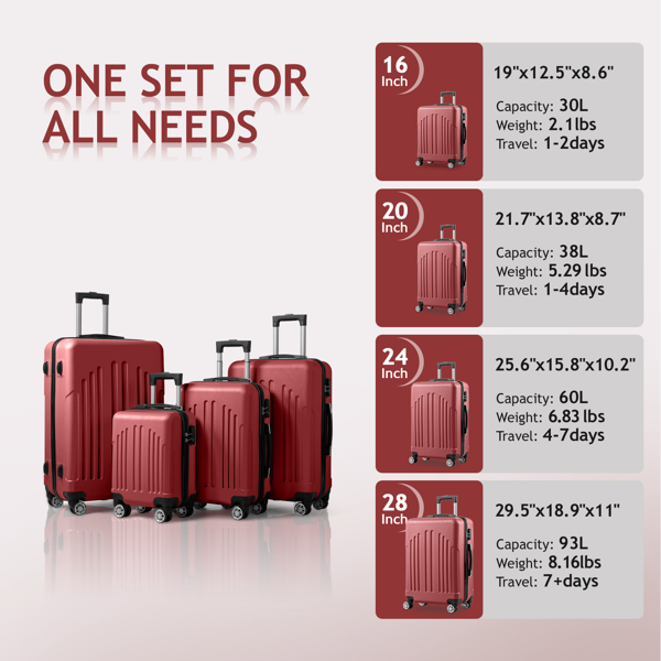 Curved Vertical Stripe 4-in-1 Trolley Case 16in 20in 24in 28in ABS Aluminum Alloy Tie Rod — foto 10