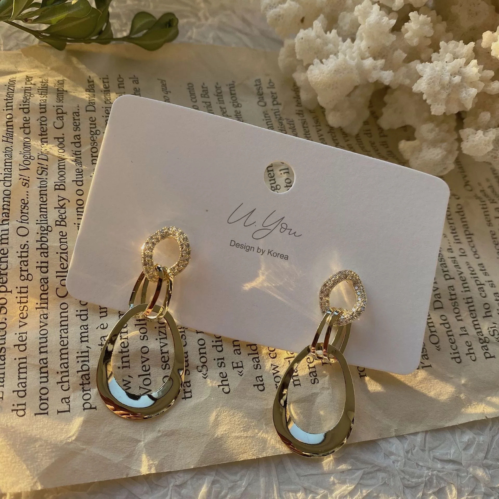 S925 Silver Needle Simple Geometric Diamond Chain Earrings