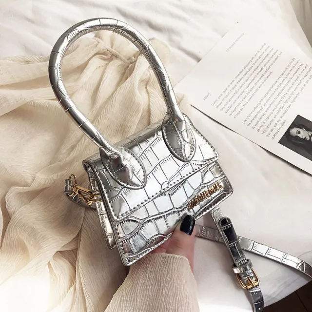 Fashion One shoulder Portable Messenger Small Square Bag Silver - Shop at LoveMi