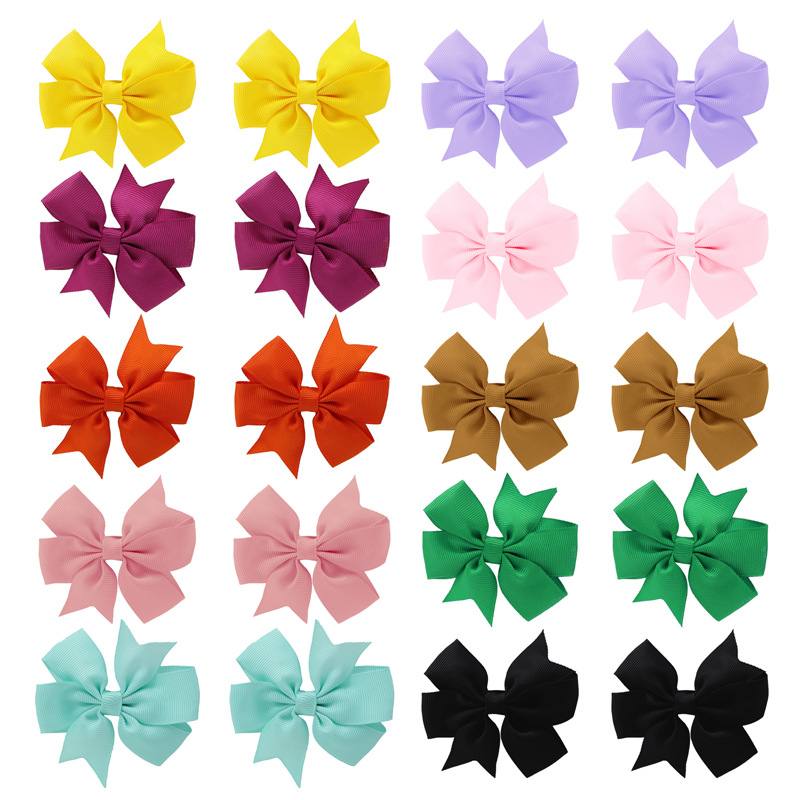 20 60pcs 3 Inches Boutique Grosgrain Ribbon Pinwheel Hair Bows For Baby Girls, Toddler Bows Hair Clip Birthday Gifts In Pair