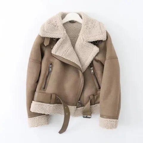 Fleece Autumn and Winter Suede Fur Jacket Motorcycle