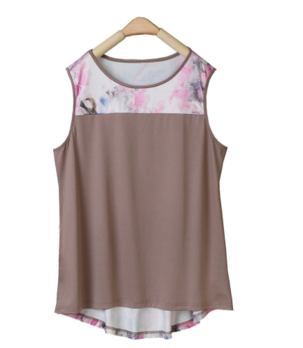 Large Women's Round Neck Tank Top Sleeveless T-shirt