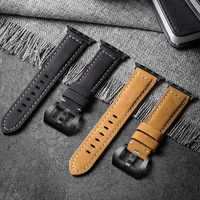 Crazy Horse Leather Apple Watch Band - All Color Options Display