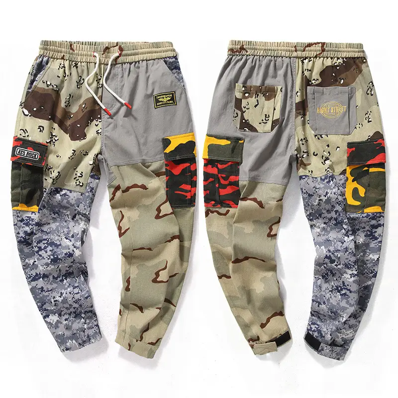 Fashionable Men's Cotton Stitching Camouflage Overalls