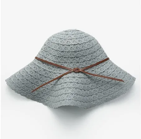 Summer Vacation Lace Hollowed Big edge Sun Hat Female Fisherman Hat Grey - Shop at LoveMi
