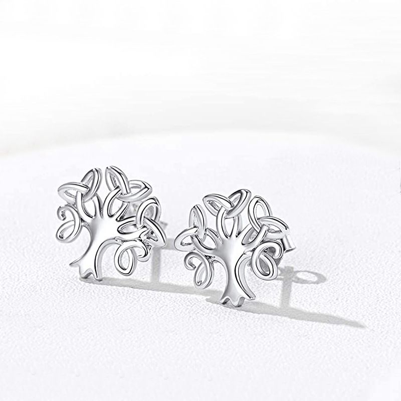 Title 3, S925 Silver Ear Studs Female Life Tree, a beaut...