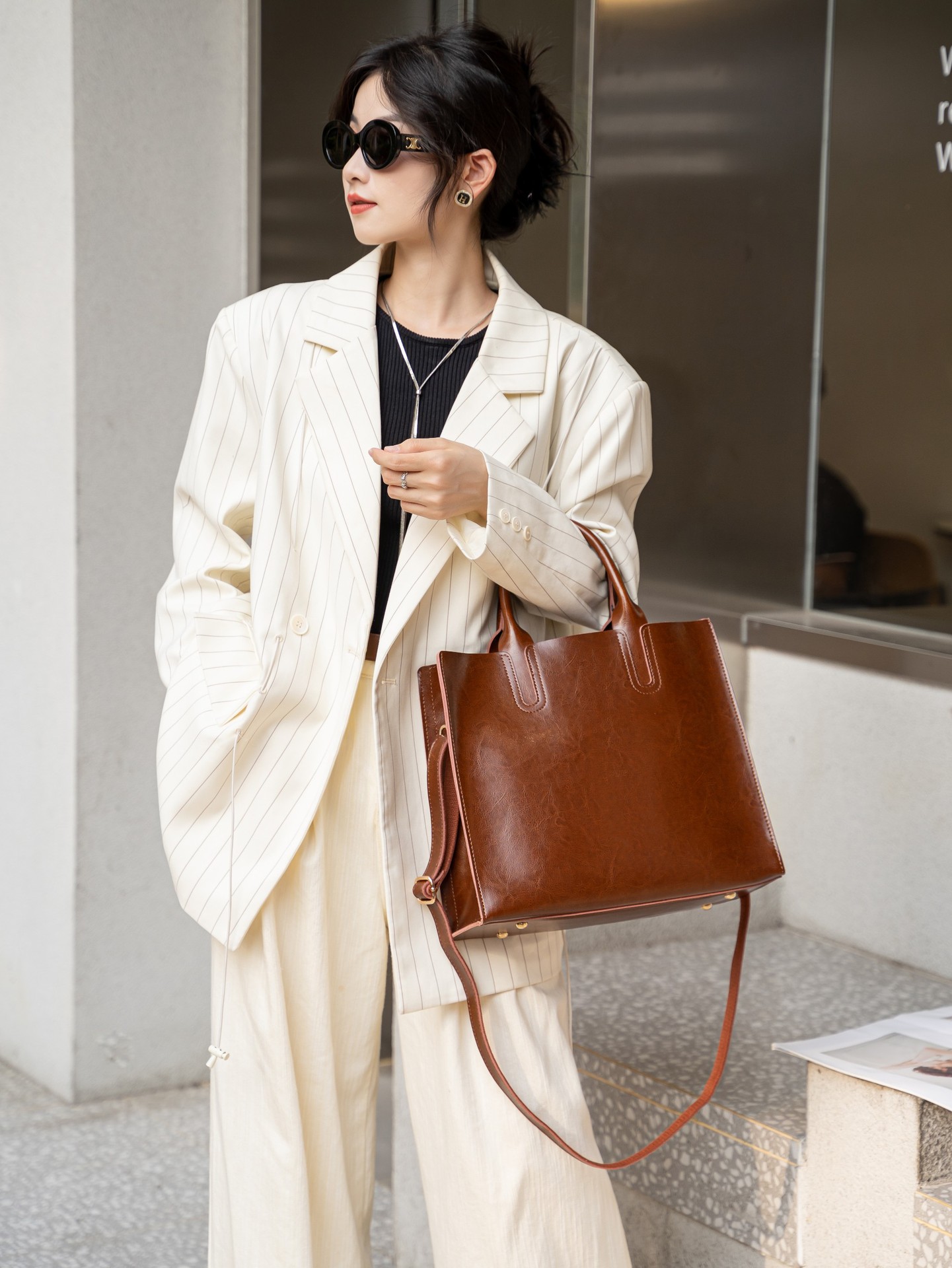 Sac pour femme en cuir véritable, déplacements transfrontaliers – Image 8