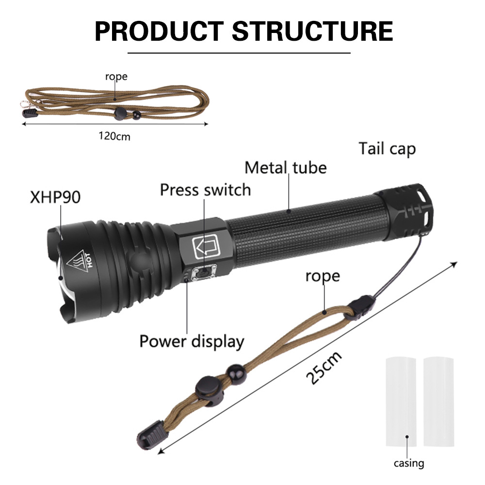 Torch XHP90 Lamp Bead USB Charging — foto 9