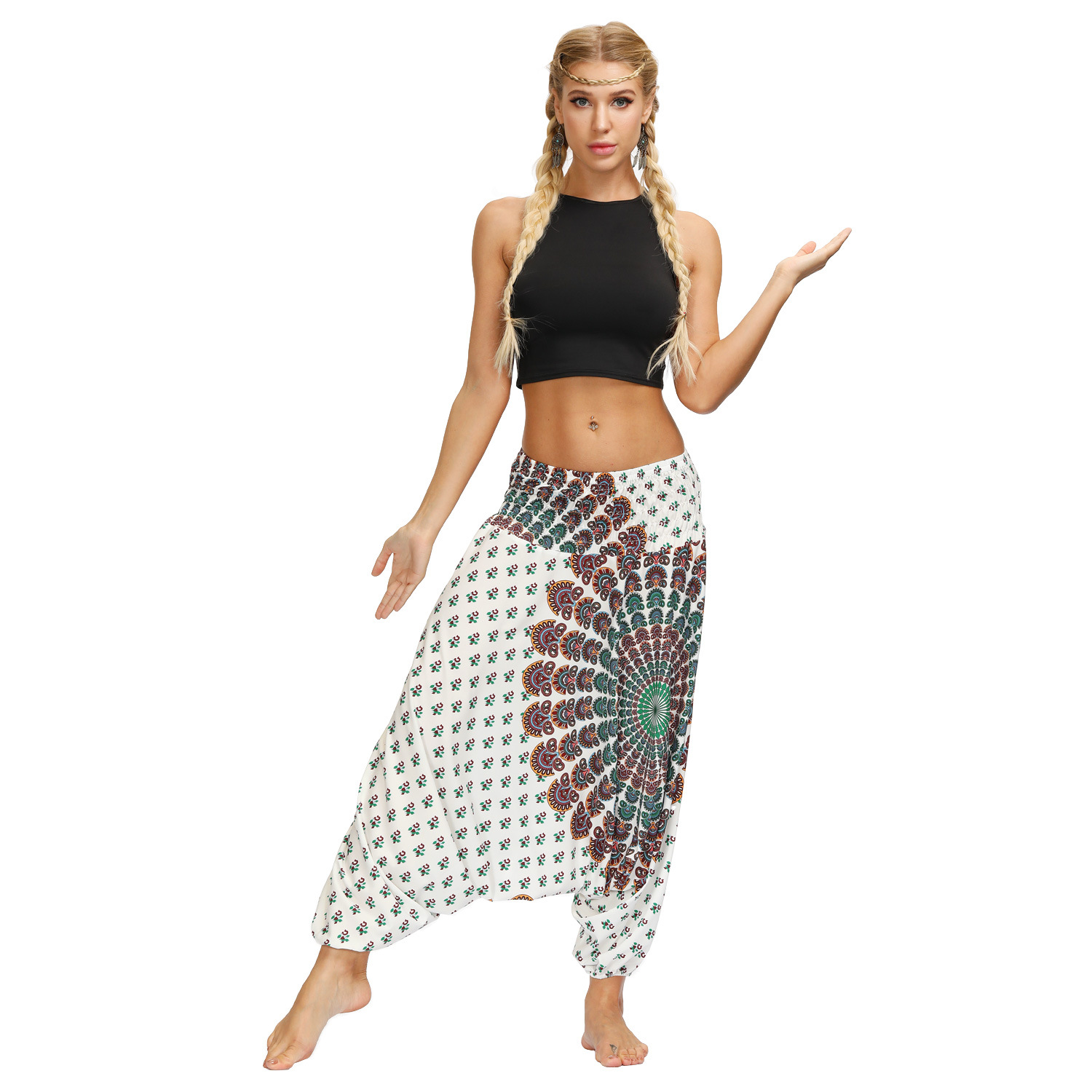 Title 2, Boho Digital Print Fashion Women Yoga High Wais...