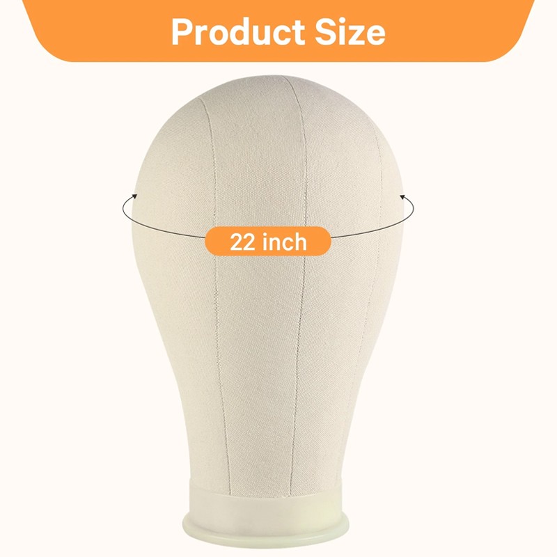 22'' Canvas Block Mannequin Head For Wig Making Display With Tripod Stand Holder — image 5