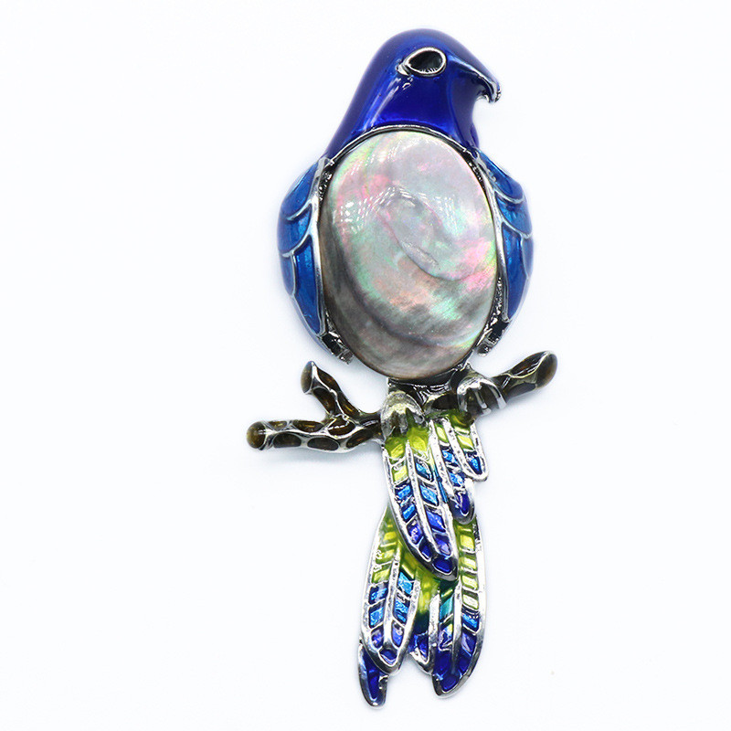Gem Brooch Pendant, Crystal Agate, Shell, Magpie Inlaid Gemstone Alloy Pendant, Brooch, Necklace — foto 5