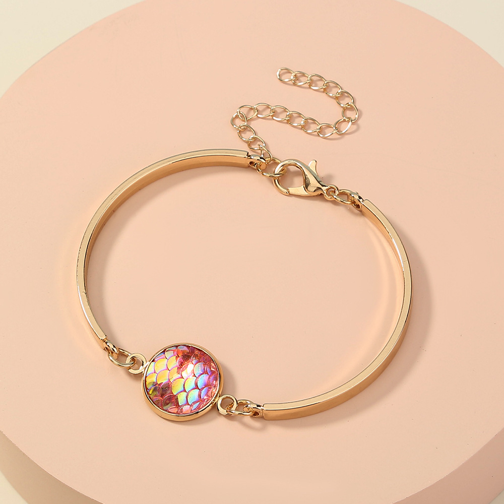 Fashion Women's Color Resin Fish Scale Alloy Bracelet