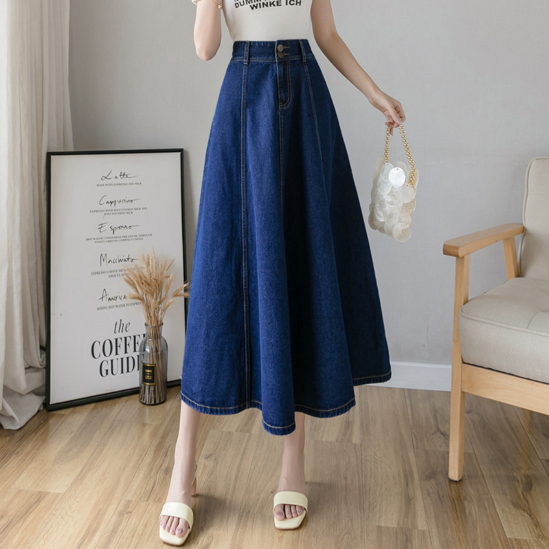 Title 2, Ladies Mid-Length Denim Umbrella Skirt A stylis...