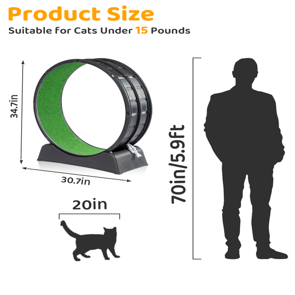 Black Plastic PP Splicing Type With Green Carpet 10kg Cat Treadmill