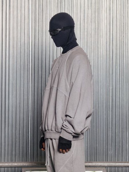 Deconstruction Stitching Garment Dyed Embroidered Top