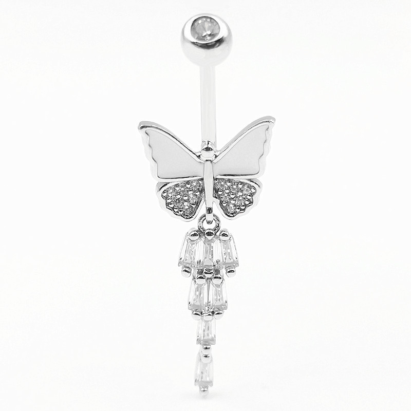 Title 4, S925 Silver Butterfly Navel Stud Piercing Jewelry