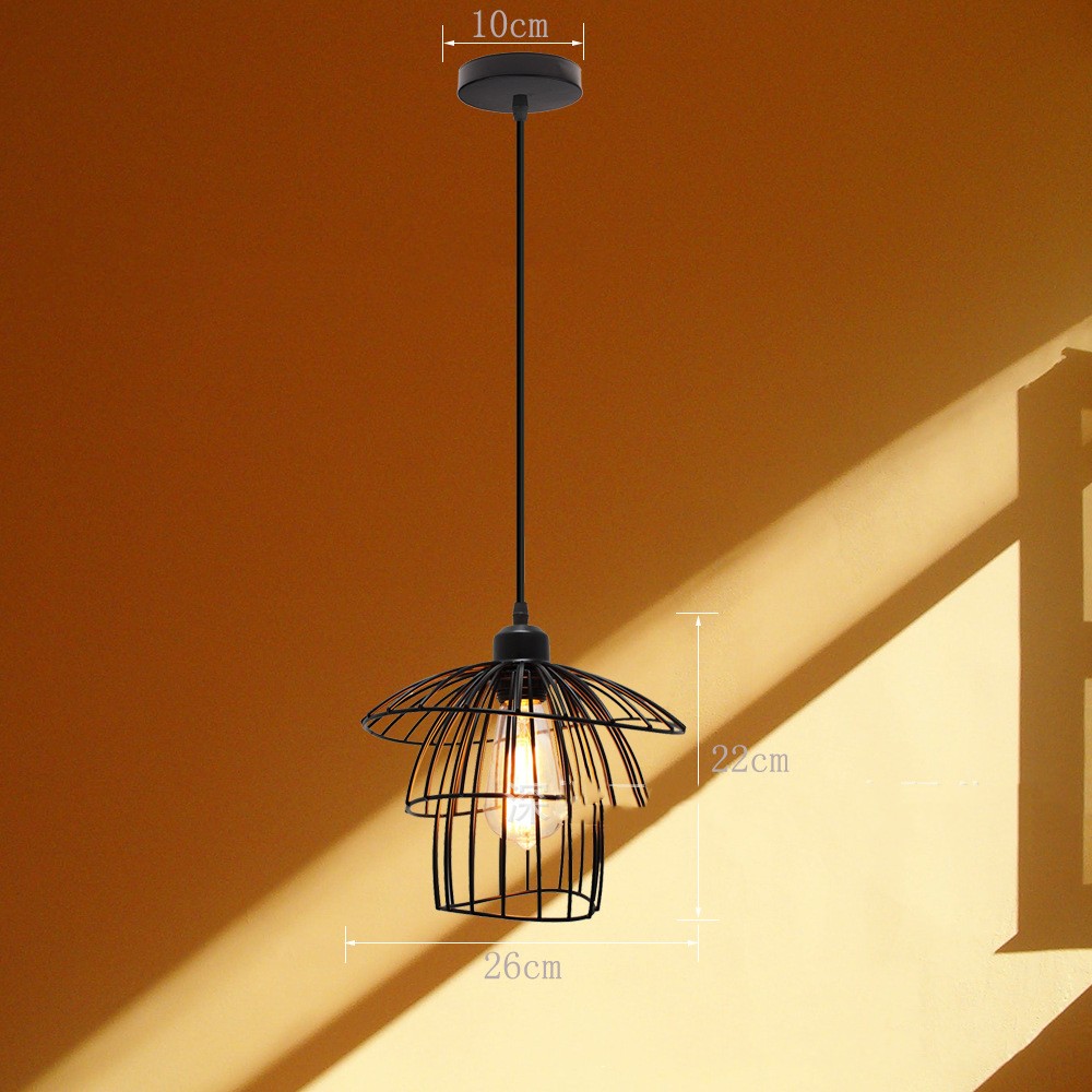 Title 3, Nordic Chandelier Retro Iron Art Straw Hat Livi...