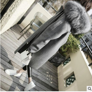 Autumn And Winter Fat Plus Size Women's Mid length Woolen Coat Gray - Shop at LoveMi