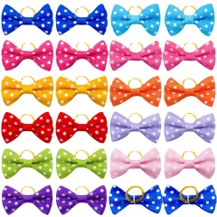 Polka Dot Bow Rubber Band Scrunchie Dog Cat Head Flower Accessories - Random - View 1