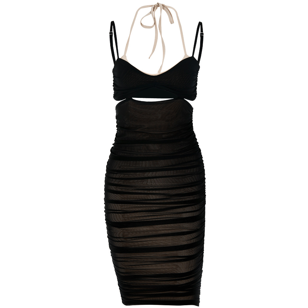 Fashion  Cutout  Back Strap Wrap Chest Dress