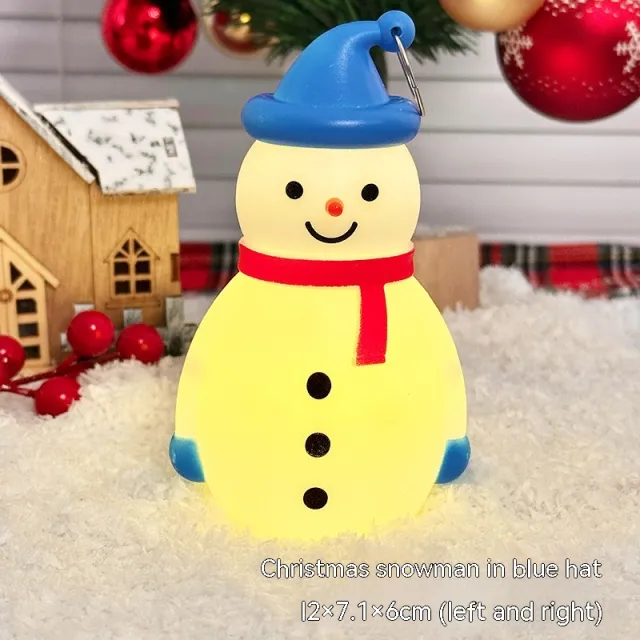 Christmas Decorations Snowman Small Night Lamp Luminous Small Ornaments Blue Hat Snowman - Shop at LoveMi