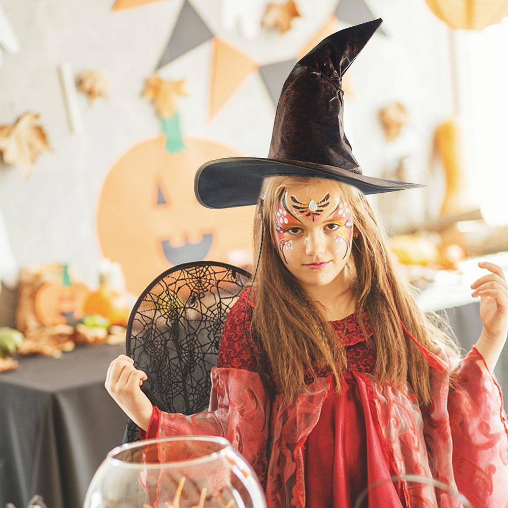 Chapeau de sorcière en cuir noir ou marron 1