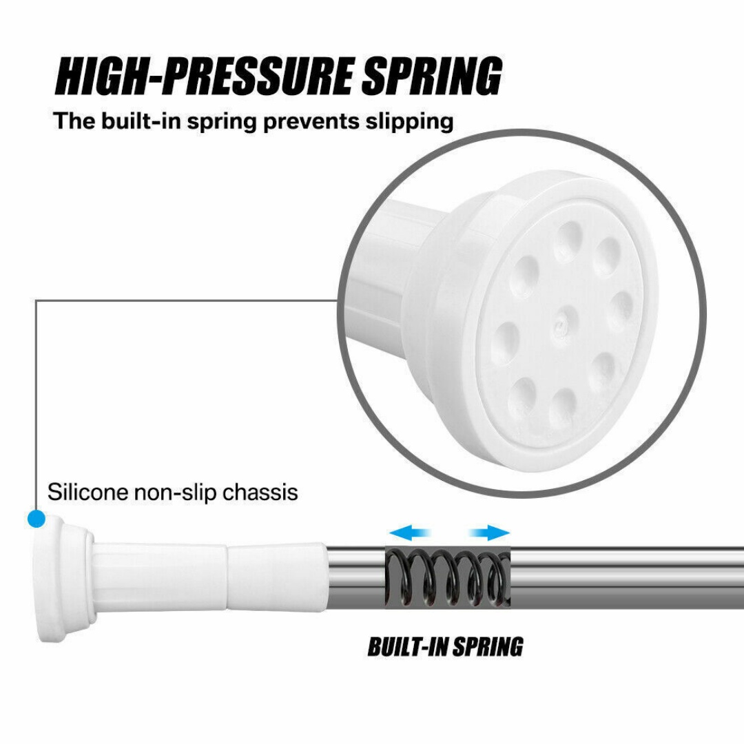 Heavy Duty Extendable Telescopic Shower Curtain Pole Rail Rod Bath Door — image 12