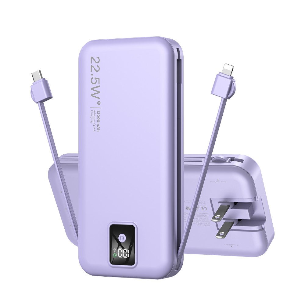 AC-02F Power Bank with Built-in Wall Plug 12000mAh - Picture 10 of 11