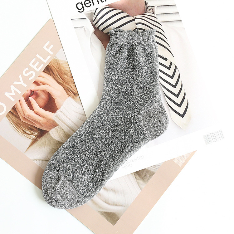Women's Lace Candy Silver Silk Glitter Socks Silver - Shop at LoveMi