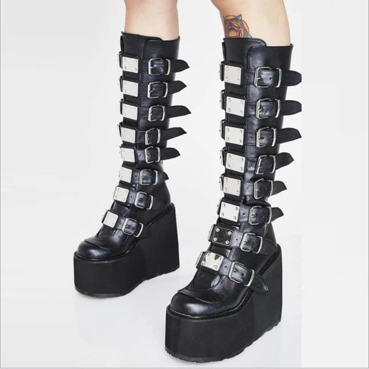 Title 6, Botas femininas plus size com salto alto plataf...