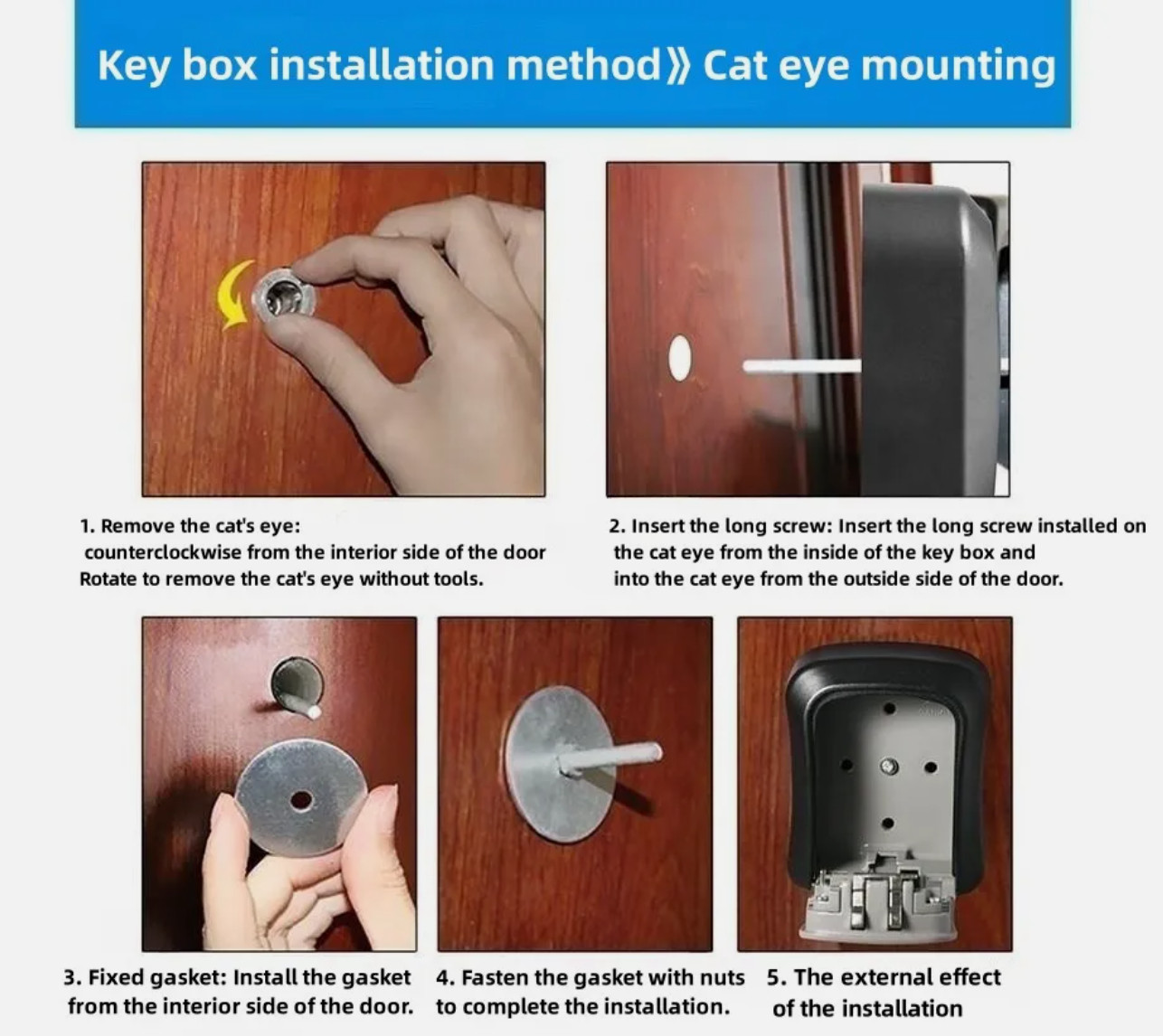 Wall Mounted Key Safe, 4 Combination Outdoor Security Lock Box UK — image 6