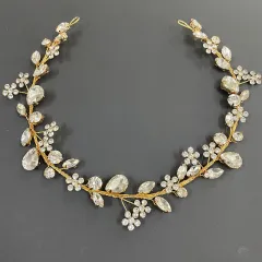 Fashion OL Rhinestone Headband Plum Blossom Bride - Silver - View 1