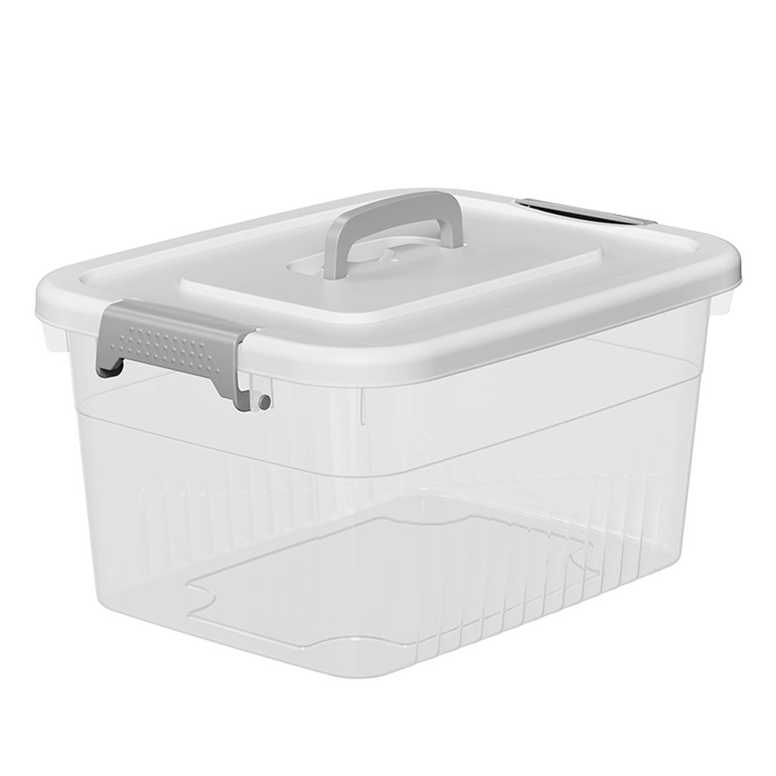 4PCS Clear Plastic Storage Boxes With Lids Stackable Box Home Office Kitchen UK — image 5