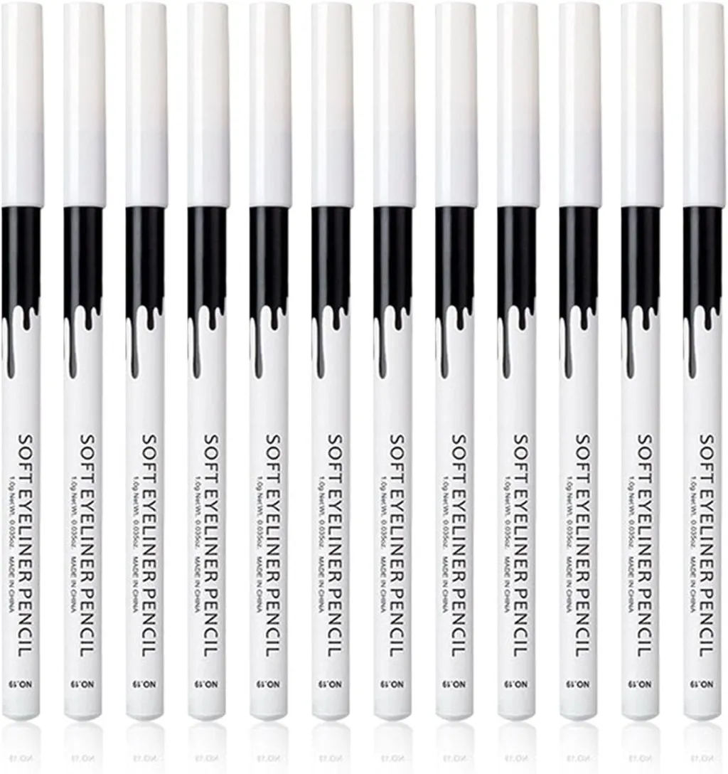 White And Black Eyeliner Pencil Set For Eyebrows, Eyeshadow And Lips. Includes Sharpener. Waterproof , Long-lasting - 12Pc White Eyeliner
