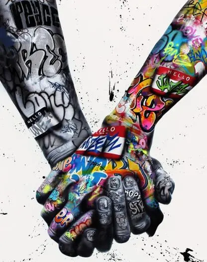 Graffiti Street Art Victory Gesture Decorative Canvas Painting - Shop at LoveMi