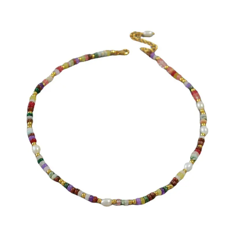 Natural Colored Stone Beaded Necklace