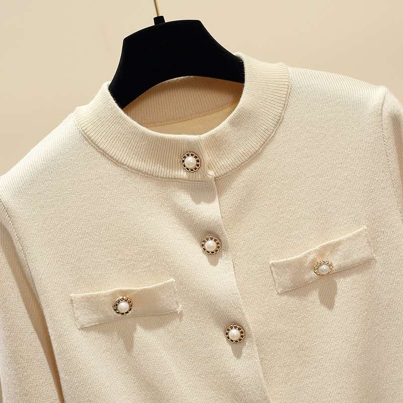 Women's Sweater Coat Retro Long-sleeved Slim Knit Cardigan