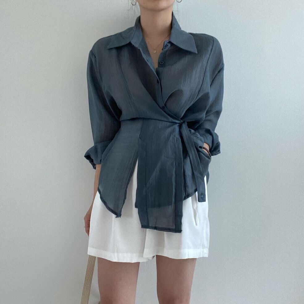 Title 3, Irregular Buttoned Lapel Shirt Women Temperament