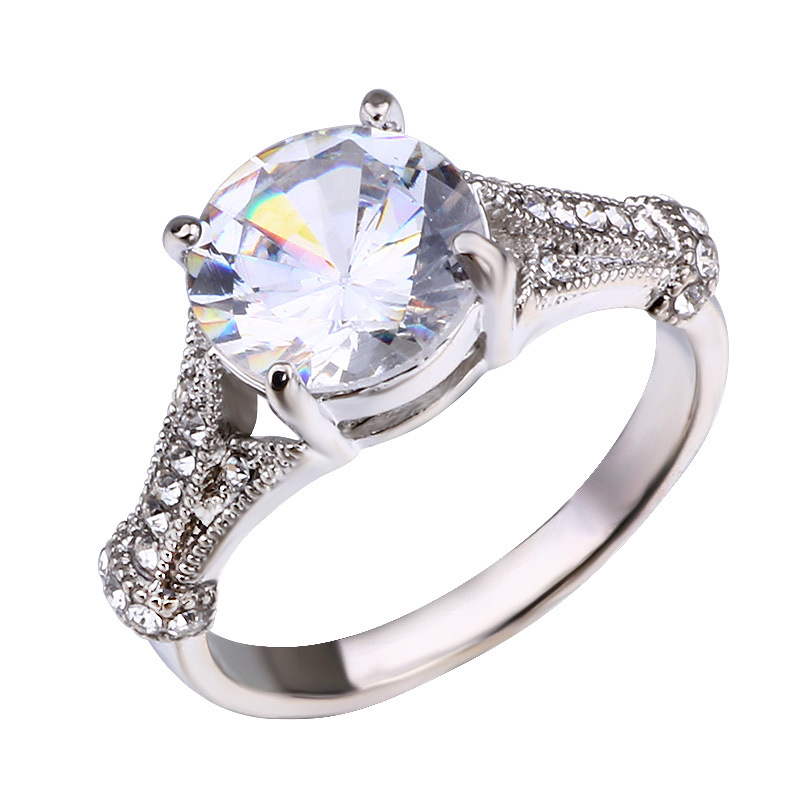 Title 4, Style Round Super Sparkle Diamond Ring Jewelry,...