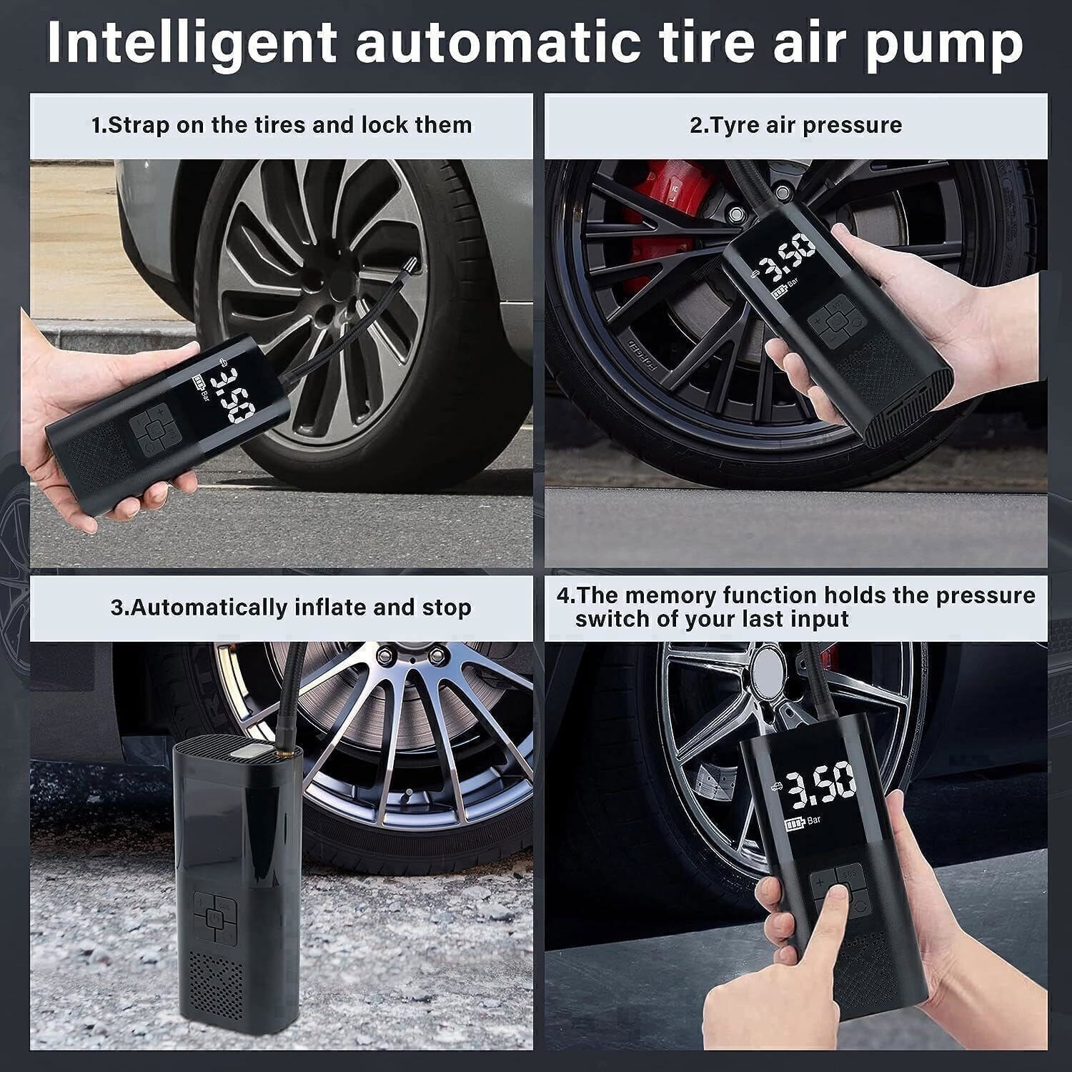 Electric Air Pump Tyre Inflator Portable Compressor For Bike Motorcycle Car — image 9