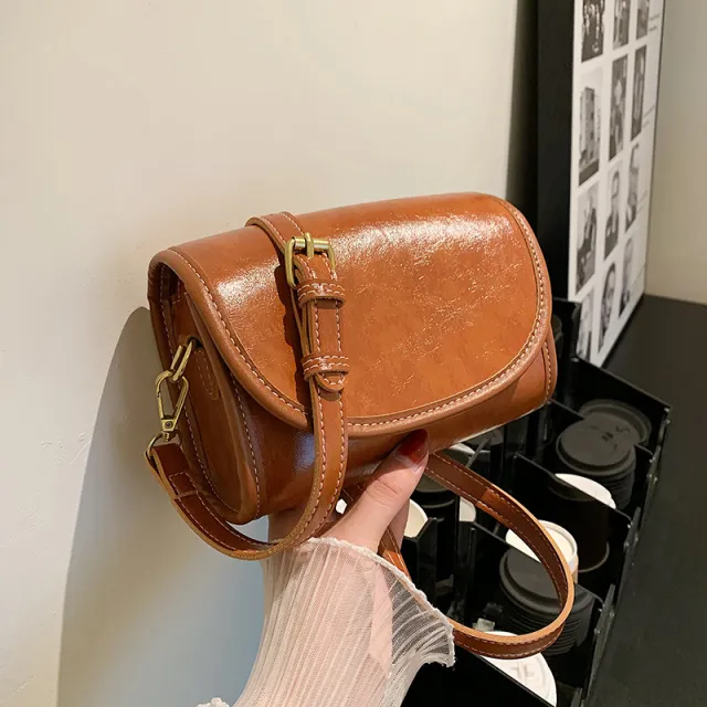 Small Texture Portable Small Square Single Shoulder Crossbody Bag Female Brown - Shop at LoveMi