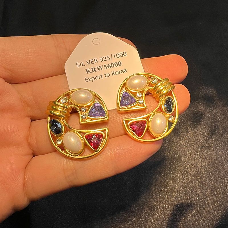 Bohemian Colorful Earrings, European & American Style Geometric Studs, Niche Tassel Jewelry For Women