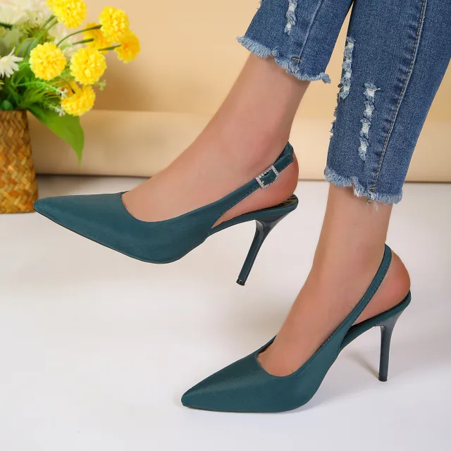 Pointed Toe Buckle Sandals Fashion Summer Stiletto High Heels Shoes For Women Blue - Shop at LoveMi