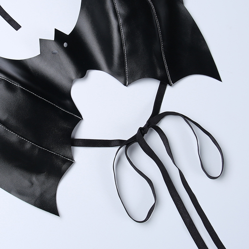 Bat Leather Halterneck Halter Lace-up Top