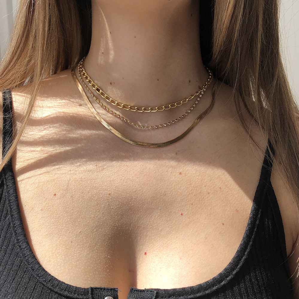 Chain Necklace Ins Simple Style Stacking Necklace Set