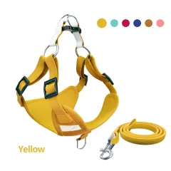 Pet Dog Harness Reflective Dog Leash Vest Type Harness Set - Yellow - View 1
