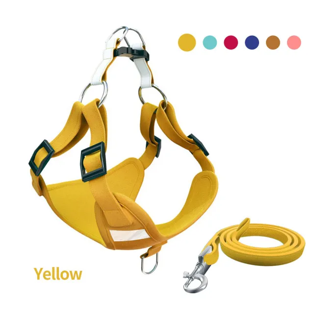 Pet Dog Harness Reflective Dog Leash Vest Type Harness Set Yellow - Shop at LoveMi