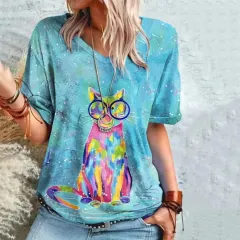 T-shirt Animal Print Casual Loose Street Trend - Erxxwaa214 - View 1