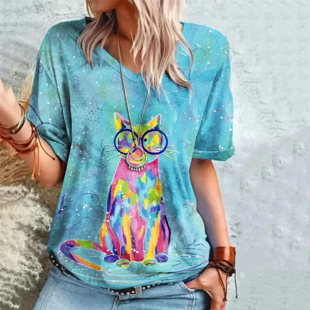 T-shirt Animal Print Casual Loose Street Trend - Erxxwaa214