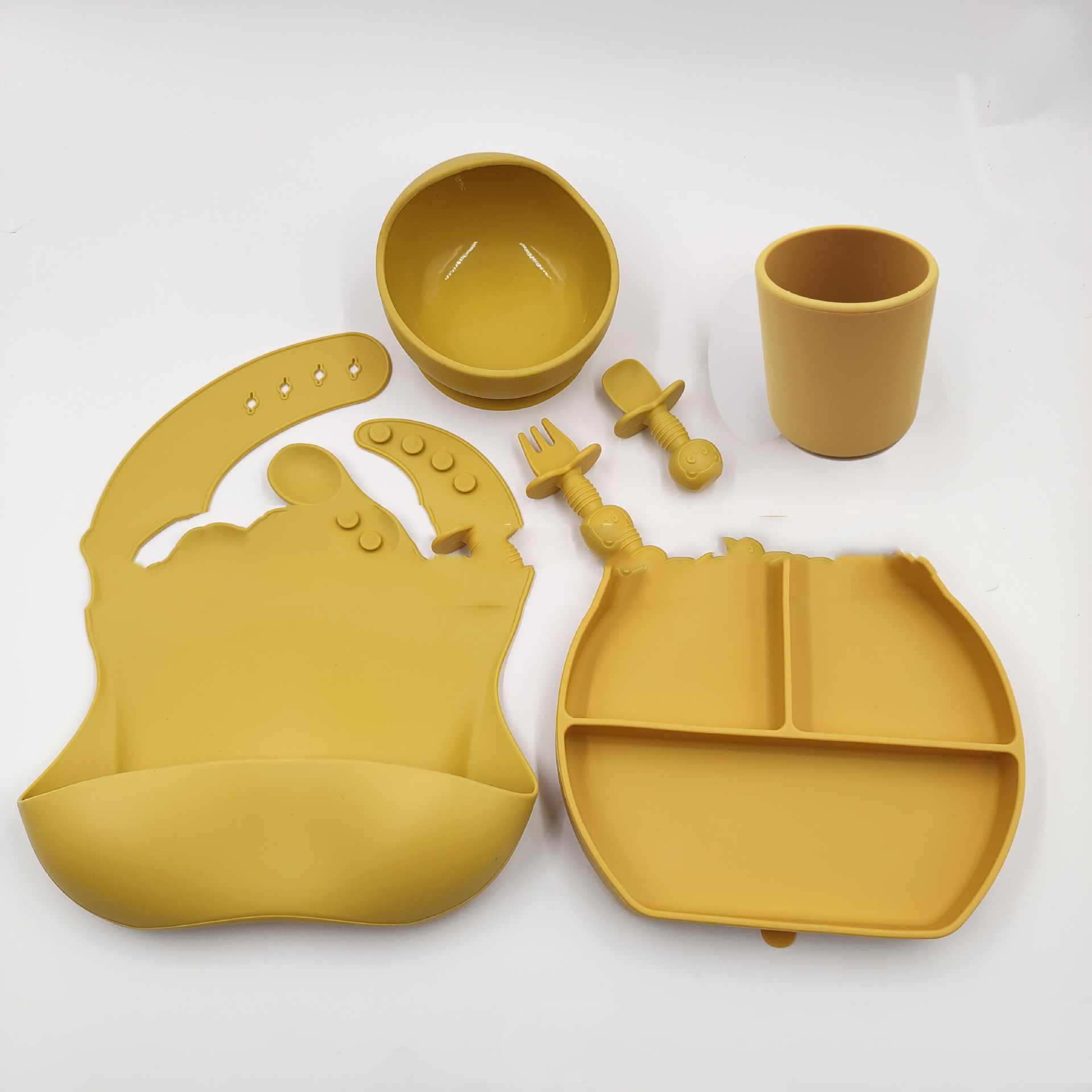 370bc5d1 936d 4152 a187 93a873bc0365 - Silicone Children's Cutlery Set Baby Food Supplement Plate